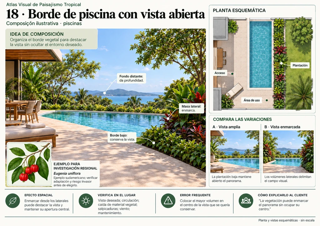 Ficha real del Atlas: 18 - Borde de la piscina con vista abierta